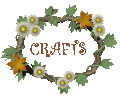 animated graphic of 'CRAFTS' sign in wreath with popping flowers